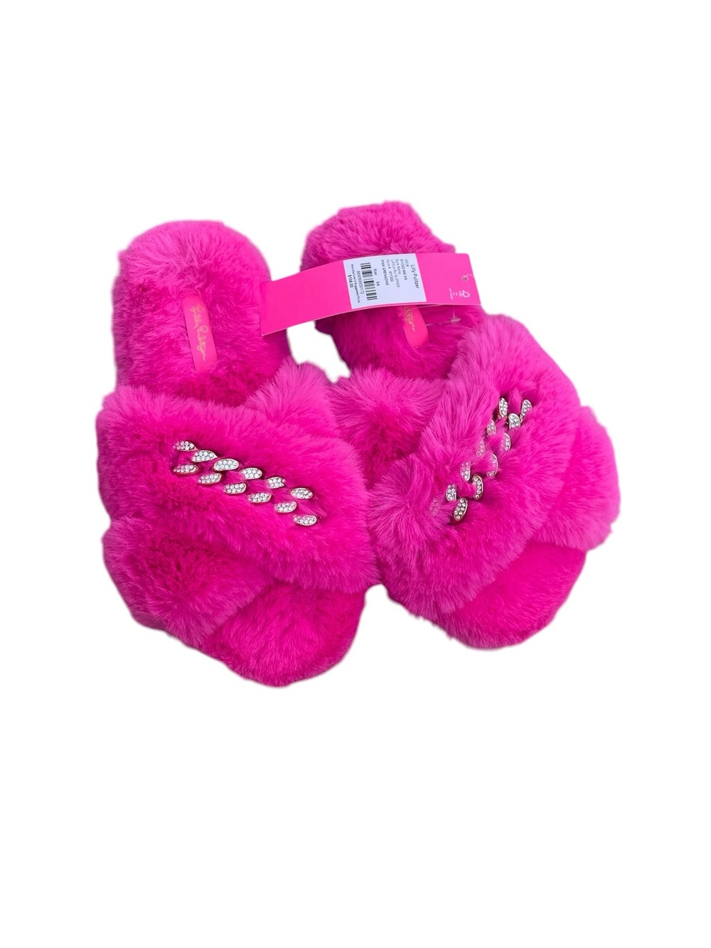 Lilly Pulitzer Pink Layla Fuzzy Slipper, Size 5/6, NWT, Retail $108